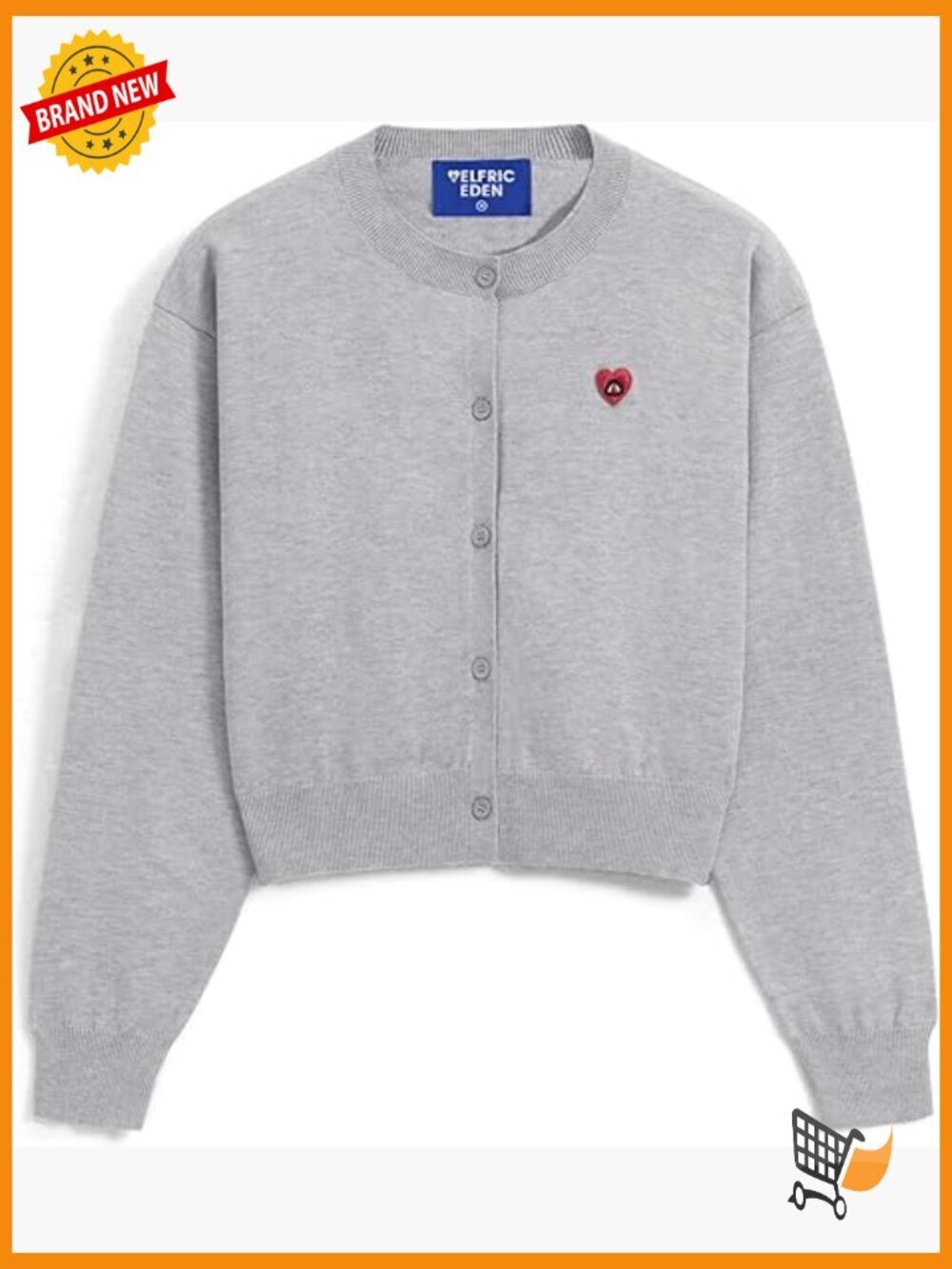 Cropped Cardigan Sweater Open Front Lightweight Knit Long Sleeve Crew Neck Fall